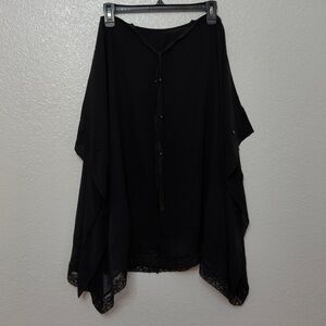 Vintage Gary Graham silk avant-garde   Asymmetrical Black goth lace Skirt